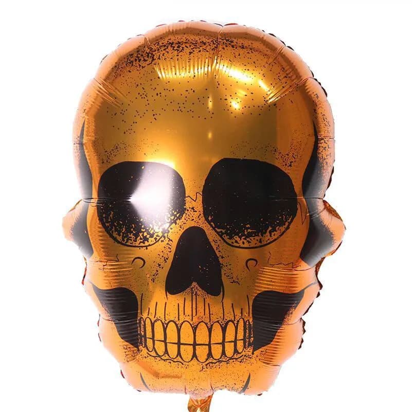 Orange Skull Helium Balloon