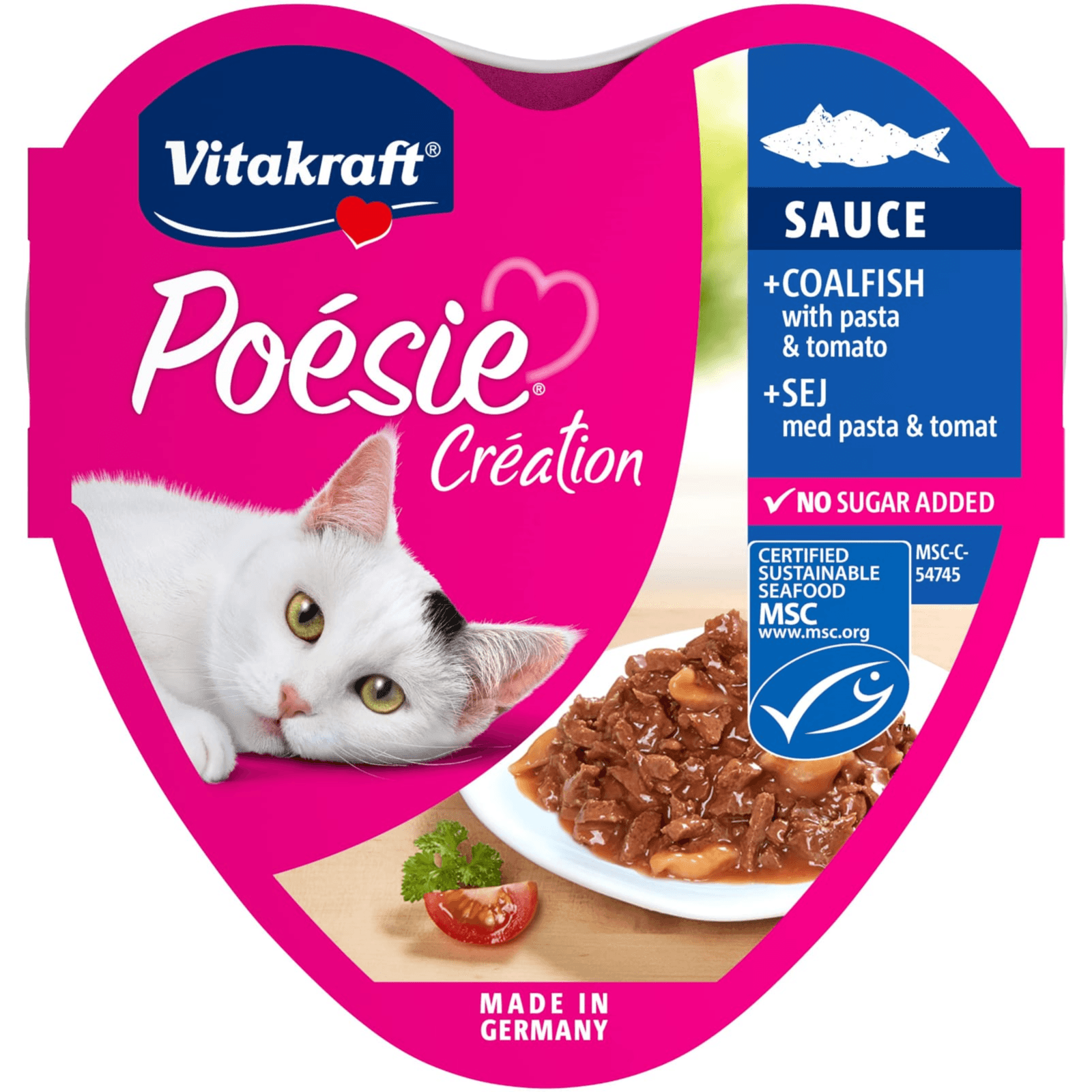 Vitakraft Poesie Wet Cat Food With Cod, Pasta & Tomatoes 85G