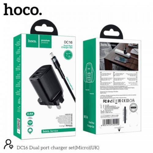 Hoco. Micro-Usb Dual Port Charger Set Dc16