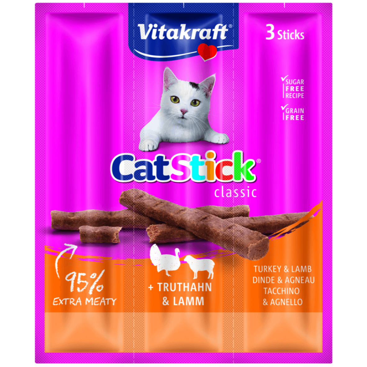 Vitakraft Cat Stick Treats With Turkey Lamb 18G