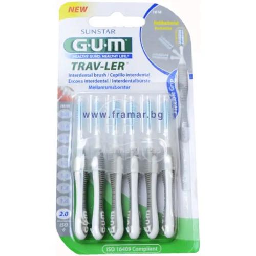 Gum Trav-ler Interdental Brush 2.00mm Ref:iso 6 /1618  6 Pieces