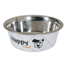 Happy Stainless Steel Dog Bowl White 1.5L