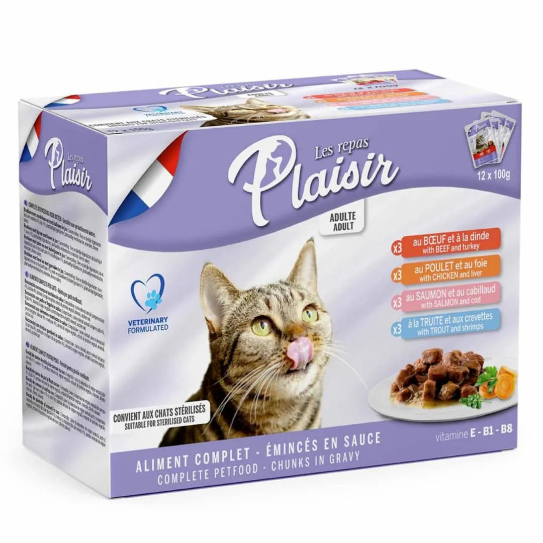 Plaisir Cats Chunks In Gravy 12 Pouches Of 100g