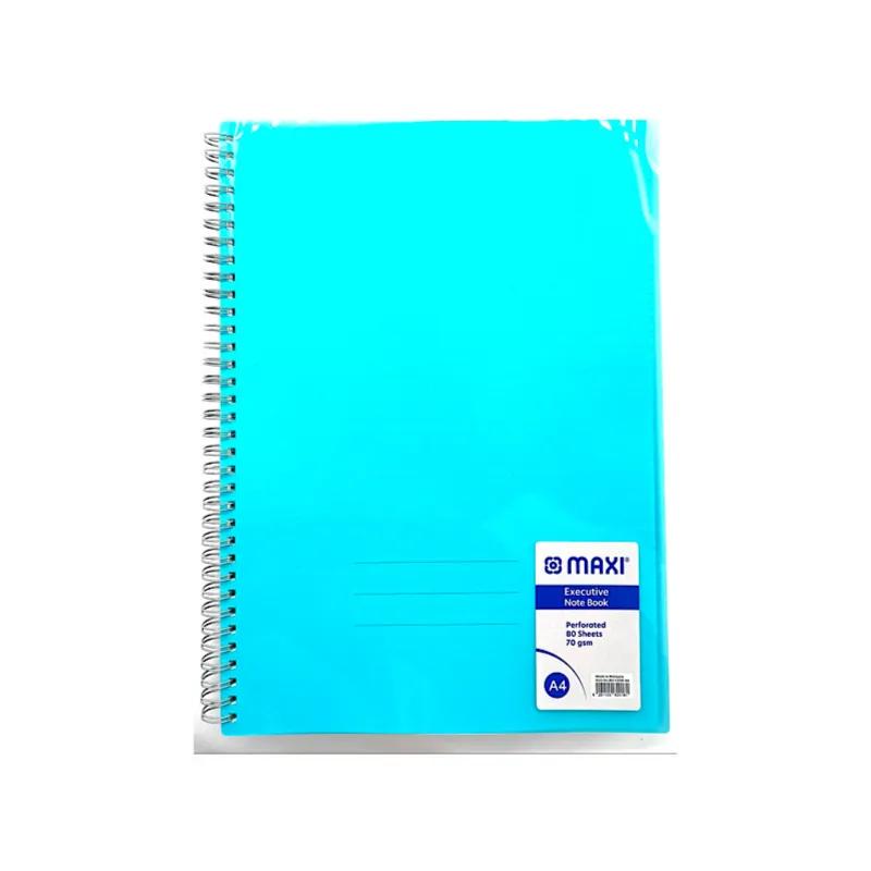 Maxi University Notebook Luxury Cover Durable Long-Life Nylon Cover, 80 Sheets Line , Size A4, Turquoise Blue Colour - 8562