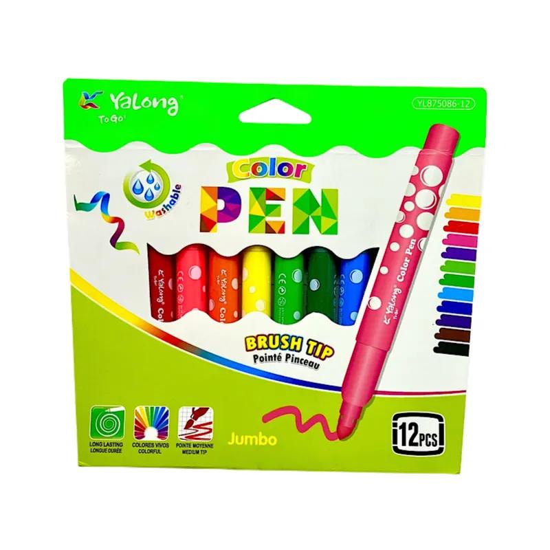 Yalong Felt Jumbo Colored Pens water washable 12pcs - 7454