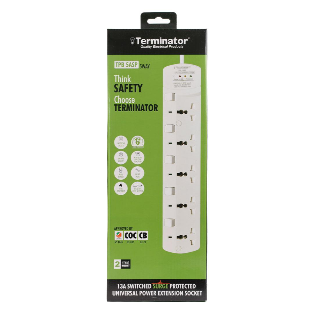 Terminator Power Extension Socket 5 Way - 3M