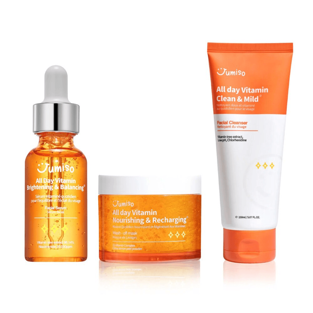 Jumiso All Day Vitamin 3 Pieces Bundle Set [ All Day Vitamin Clean & Mild Facial Cleanser + All Day Vitamin Nourishing & Recharging Mask + All Day Vitamin Brightening & Balancing Serum]