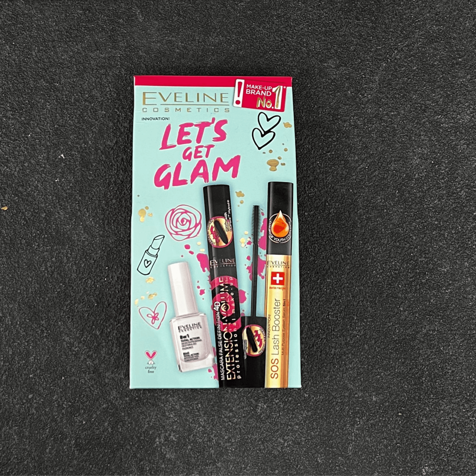 Eveline Let's Get Glam Set Nail Conditioner Mascara And Eyelash Serum 10x10x12ml