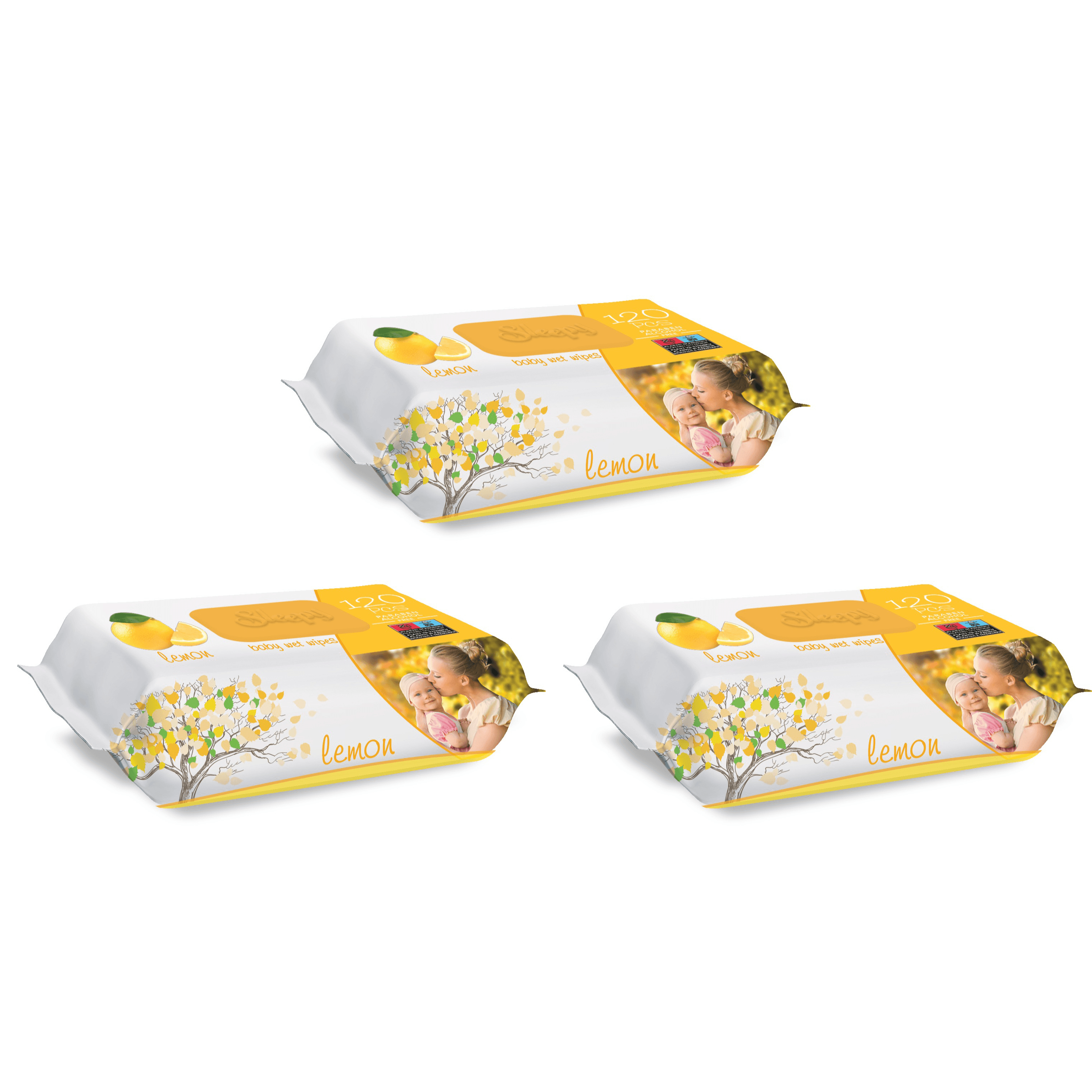 Sleepy Lemon Wet Wipes 120 PCS - Eco Package (3 Bags)