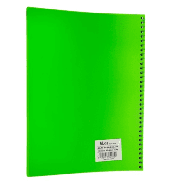 Blog University 5 Subject Ruled Notebook A4 Size 150 Sheets Light Green Colour - 10830