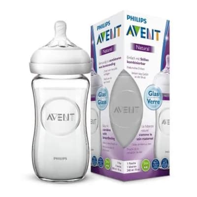 Avent Natural Glass Nursing Bottle 1+ Months 240ml Code:SCF053/17