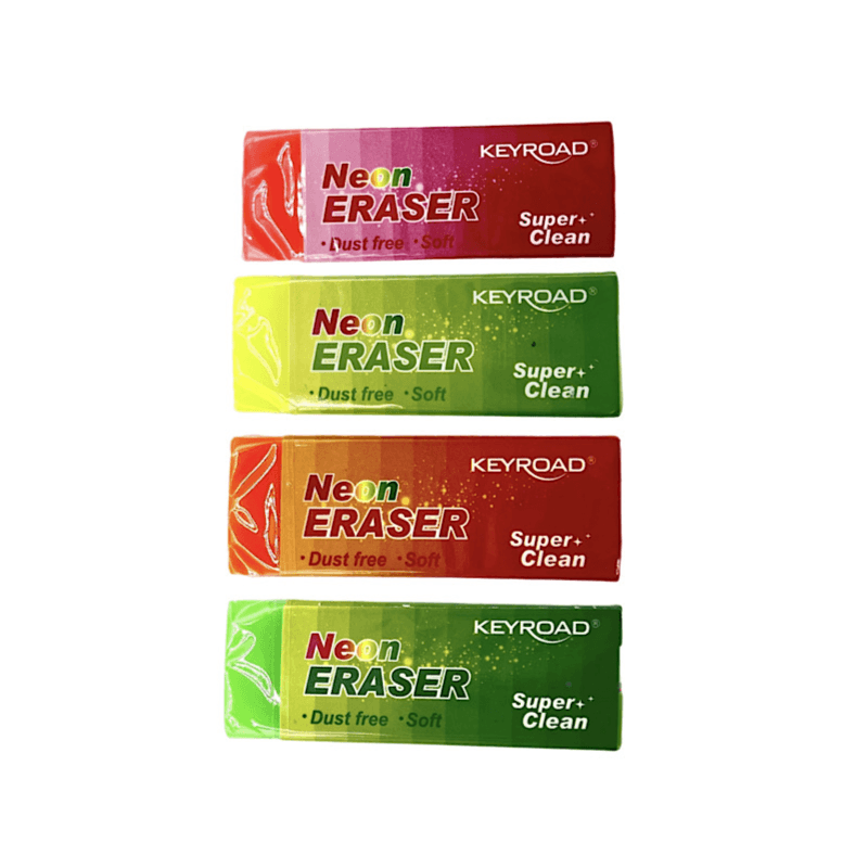 Offet 4 Of Keyroad Dust Free Soft Neon Eraser Green, Orange, Light Green, Pink Colours - 4 Pecs 8985