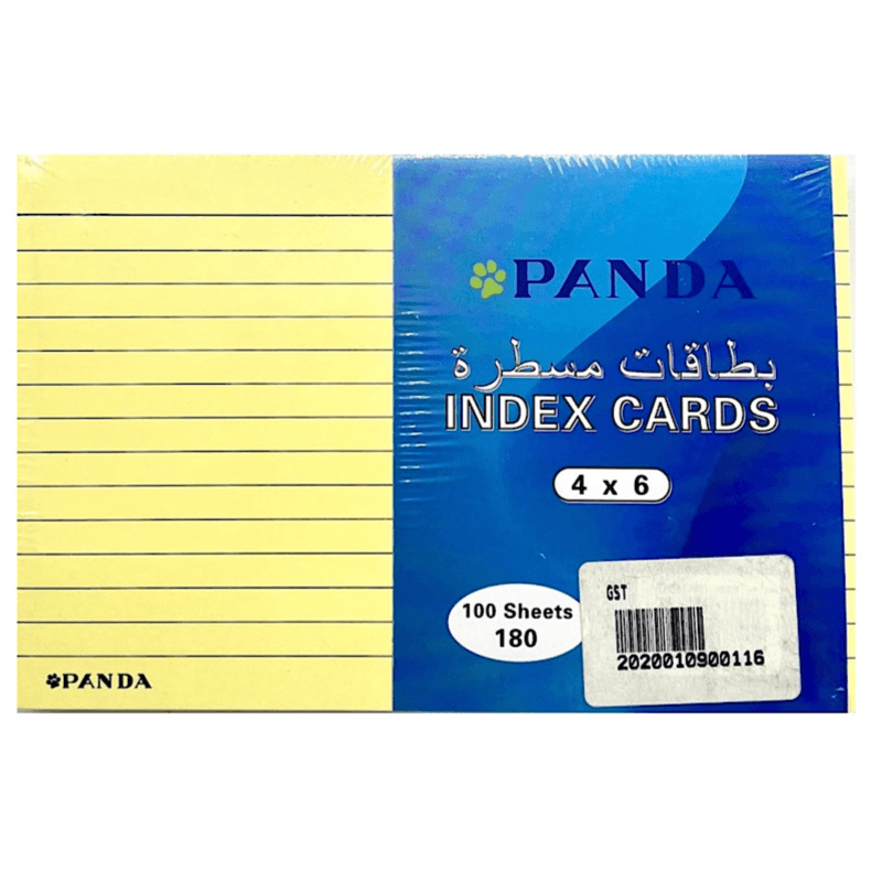 Panda Index Cards 4X6, 100 Sheets Yellow - 6712