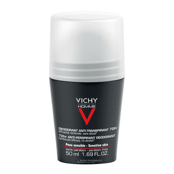 Vichy Homme Extreme Control 72 Hour- Anti Perspirant Deodorant Roll On 50ml Black