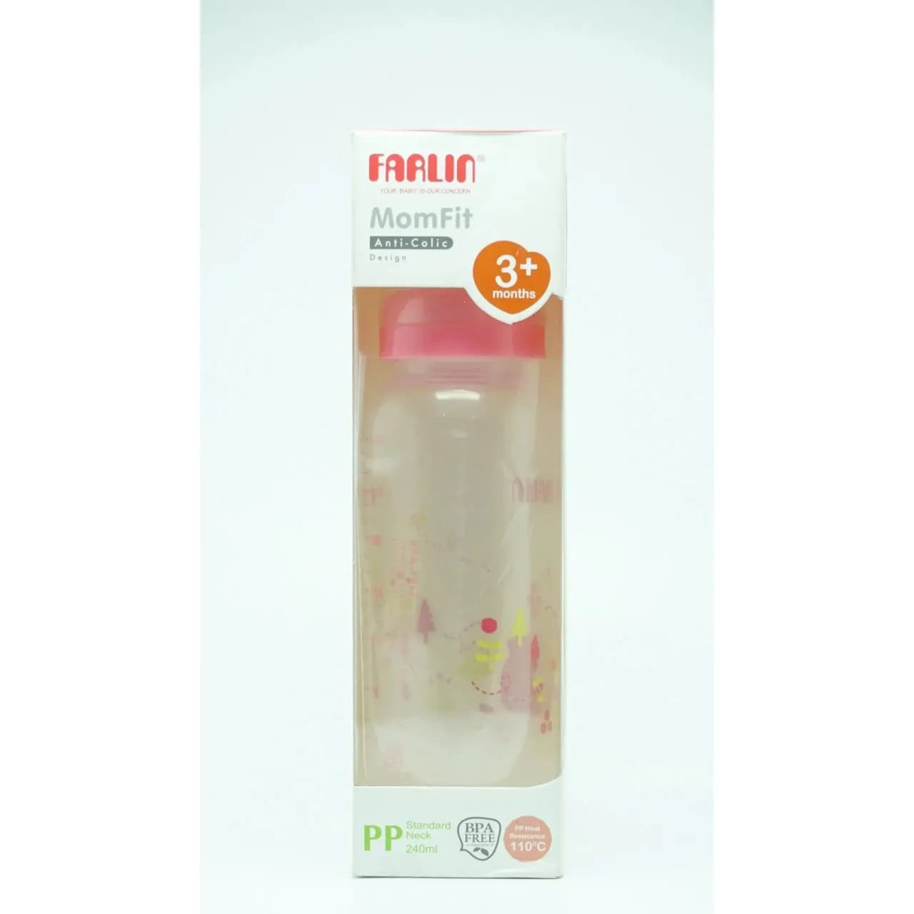 Farlin Momfit Plastic Feeding Bottle Anti-colic Silicone Nipple Standard Neck 3+ Months 240ml Code: AB-41012(B)