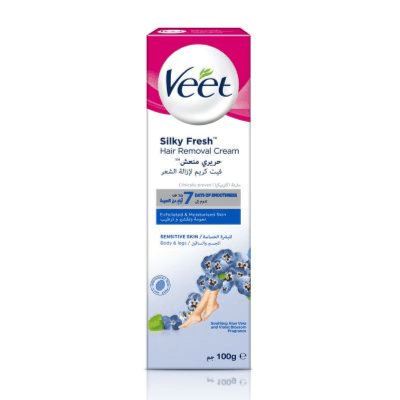 Veet Silky Fresh Hair Removal Cream For Body And Legs For Sensitive Skin With Aloe Vera & Violet Blossom Fragrance  100g