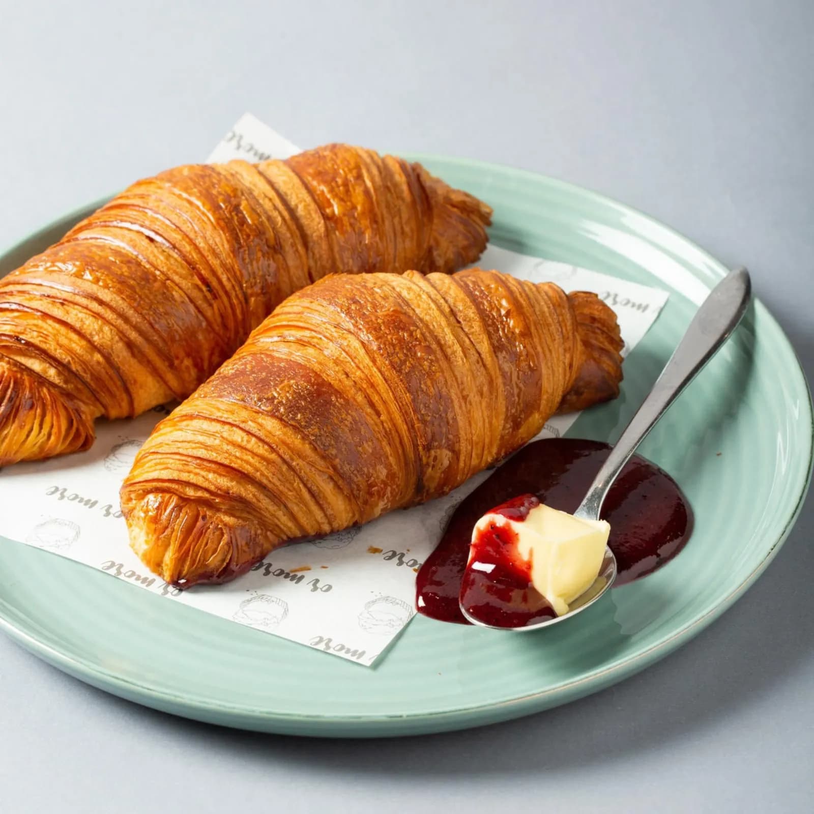 2 Plain Croissant With Butter, Jam and Honey
