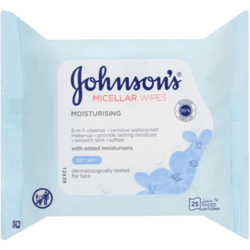 J&J Dry Skin Micellar Wipes Moisturising 25'S (028)