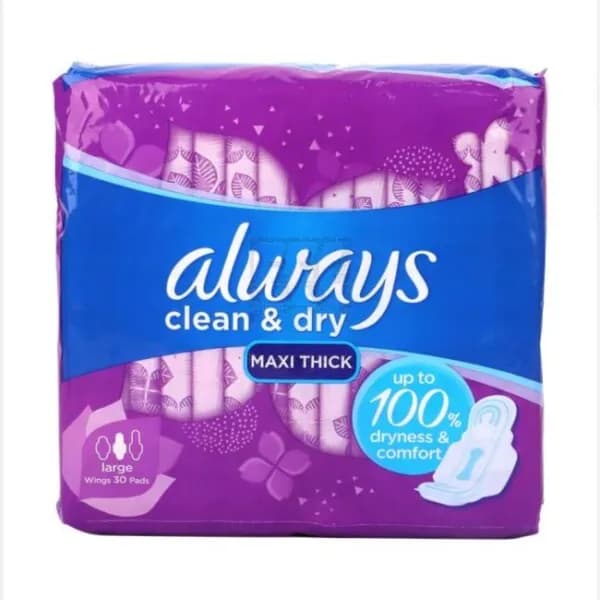 Always Clean & Dry Maxi Thick Large Wings 9 Pads