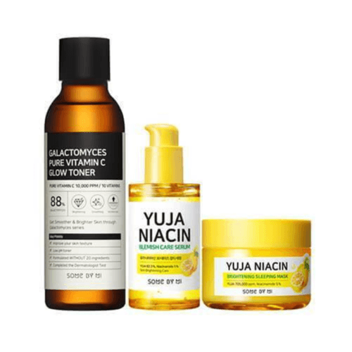 Galactomyces Pure Vitamin C Glow Toner + Yuja Niacin Blemish Care Serum + Yuja Niacin Brightening Sleeping Mask Set (Brightening And Blemish Care)