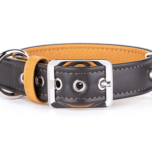 My Family - Collar Ml Leather Brown & Ochre (W X L-37x45) White Bronze