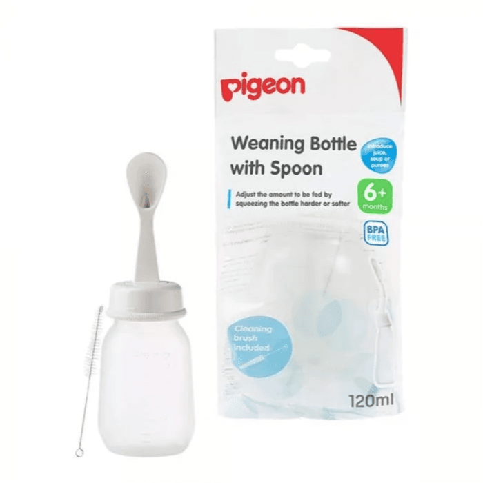 Pigeon Weaning Bottle With Spoon - 120ml-cleaning Brush Included- 03328