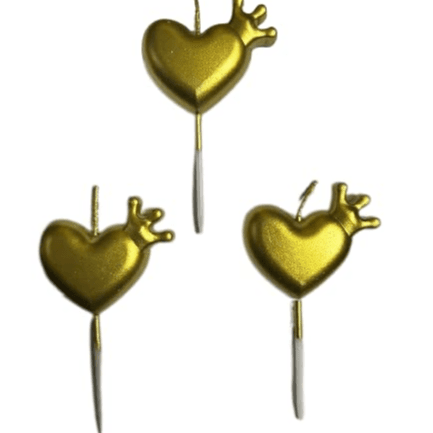 Gold Heart With Crown Candle