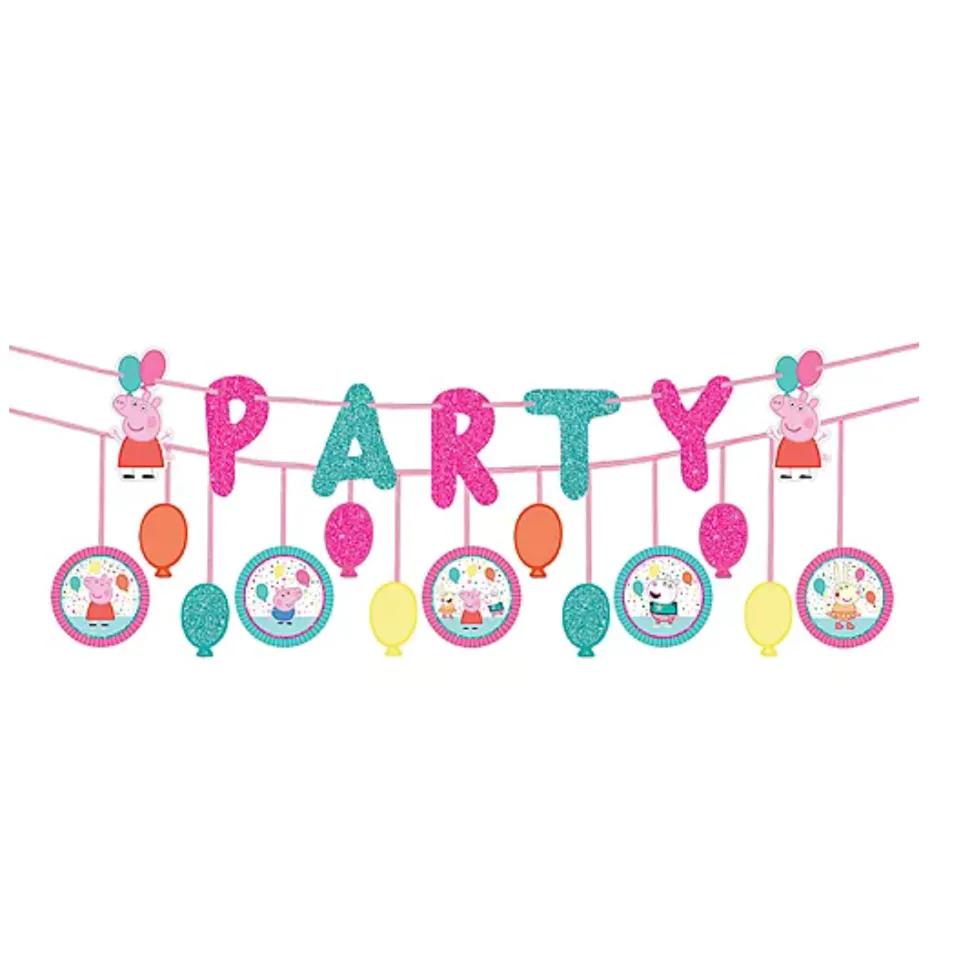 Glitter Peppa Pig Confetti Party Banners