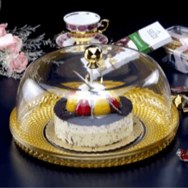 Ac Diamond Round Cake Set Golden / Color Box 32.5cm-02-308