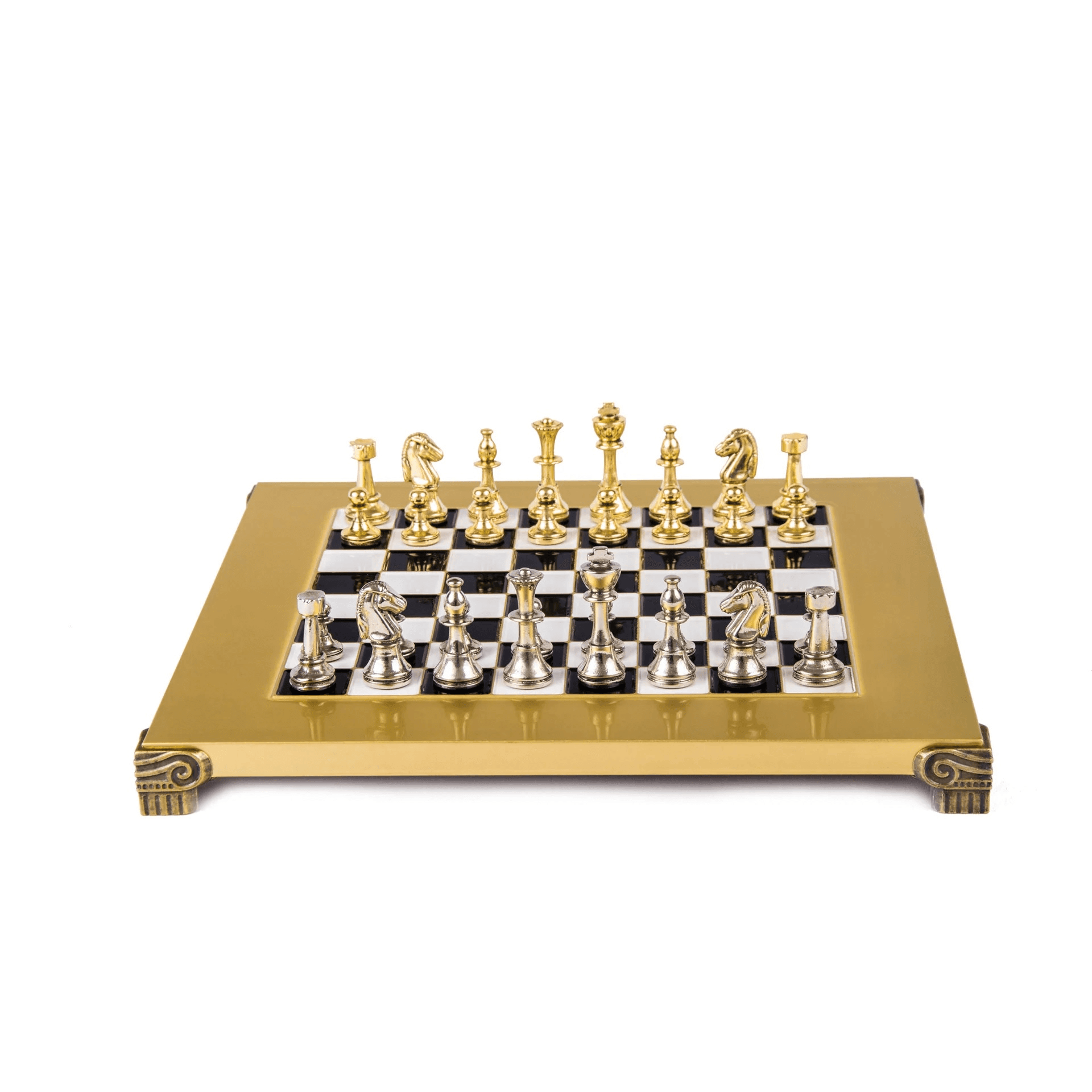 Manopoulos Classic Metal Staunton Chess Set 28cm