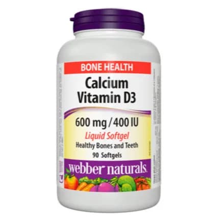 Webber Natural Calcium Vitamin D3 600mg/400iu 90 Softgels (Buy 1 Get 1 Free)