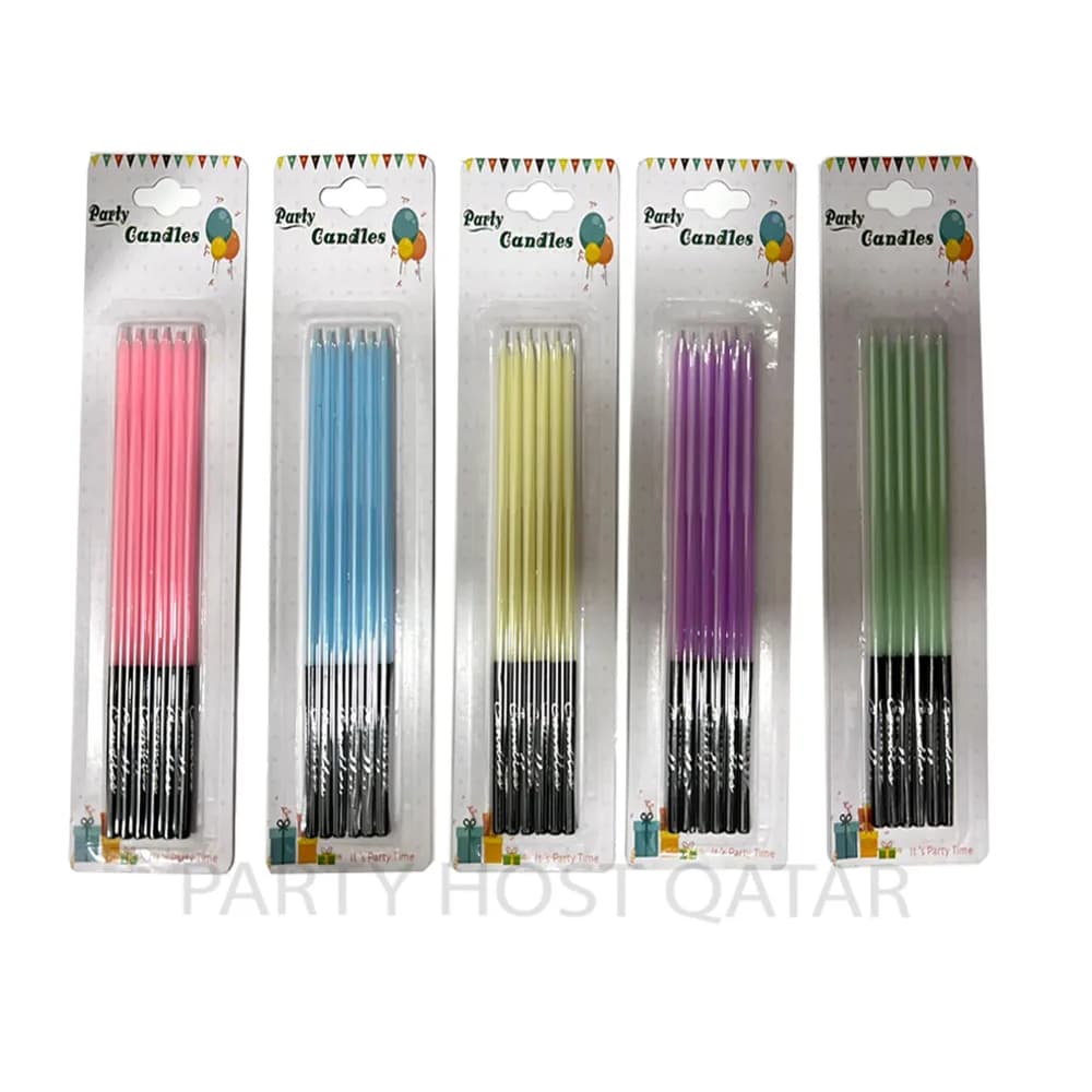 Pastel Thin Candles (Pastel Pink, Pastel Blue, Pastel Violet, Pastel Yellow, Pastel Green) 15qr Each