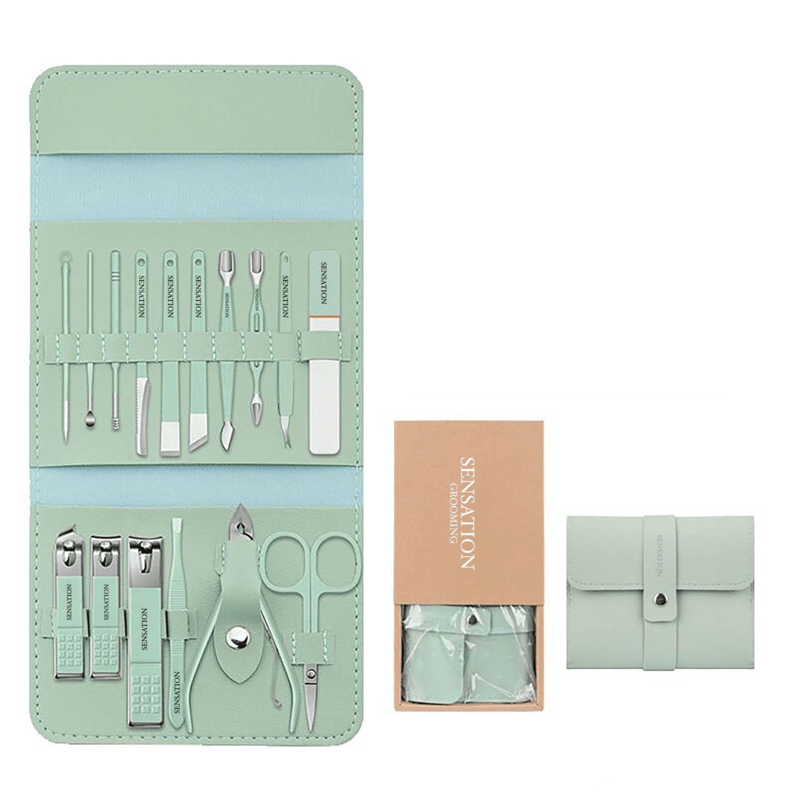 Luxury Sensation 16 Pieces Manicure Set Sea Foam