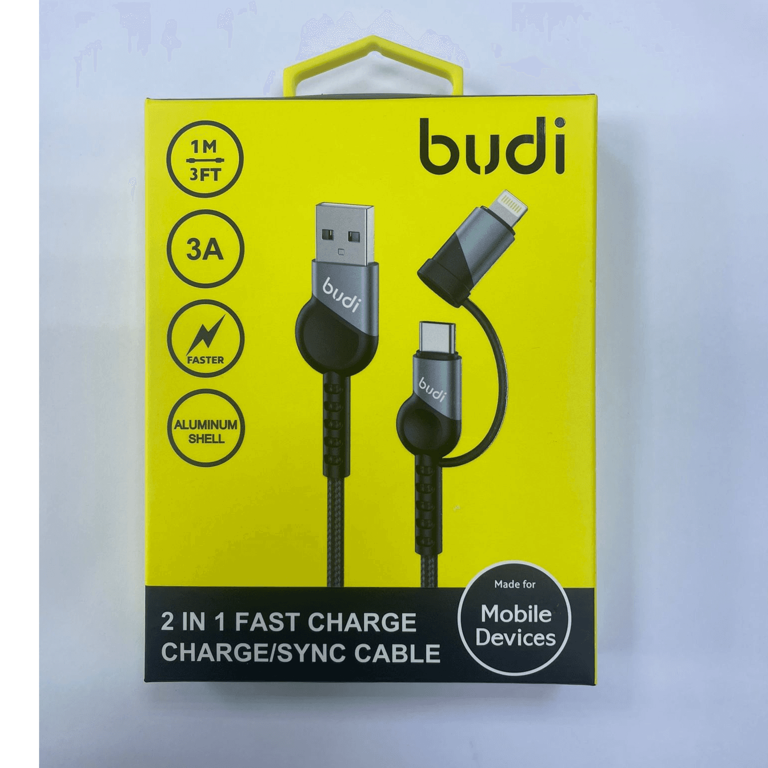 Budi 2 In 1 Fast Charge Cable