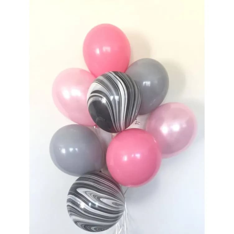 12'' Hellium Gas Balloons Gray And Pink 10 Pieces