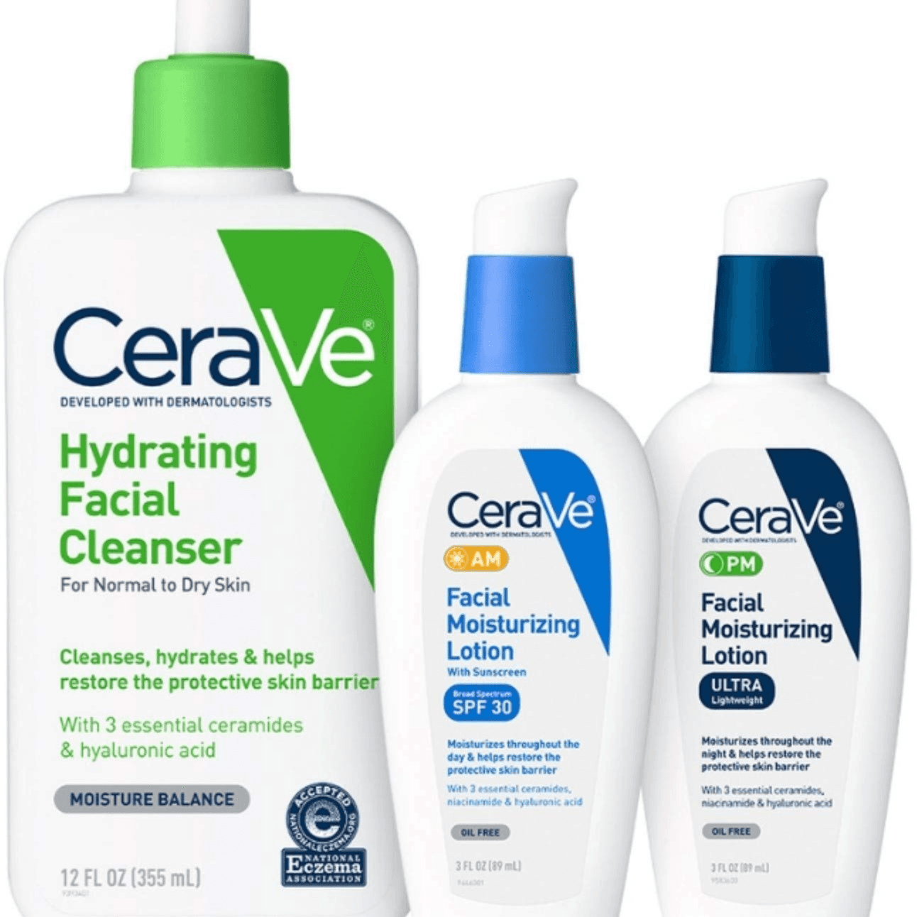 Hydrating Bundle For Normal To Dry Skin (Hydrating Facial Cleanser + Am Facial Moisturizing Lotion + Pm Facial Moisturizing Lotion)