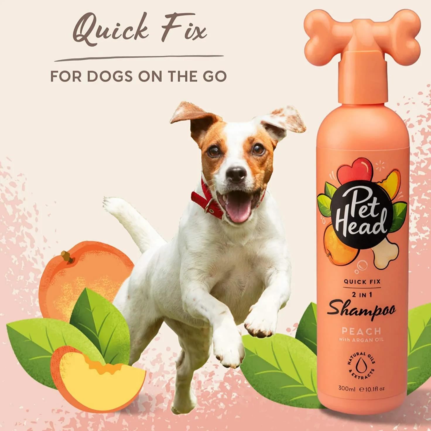 Pet Head Dog Quick Fix 2 In 1 Shampoo Peach With Argan Oil 300ml