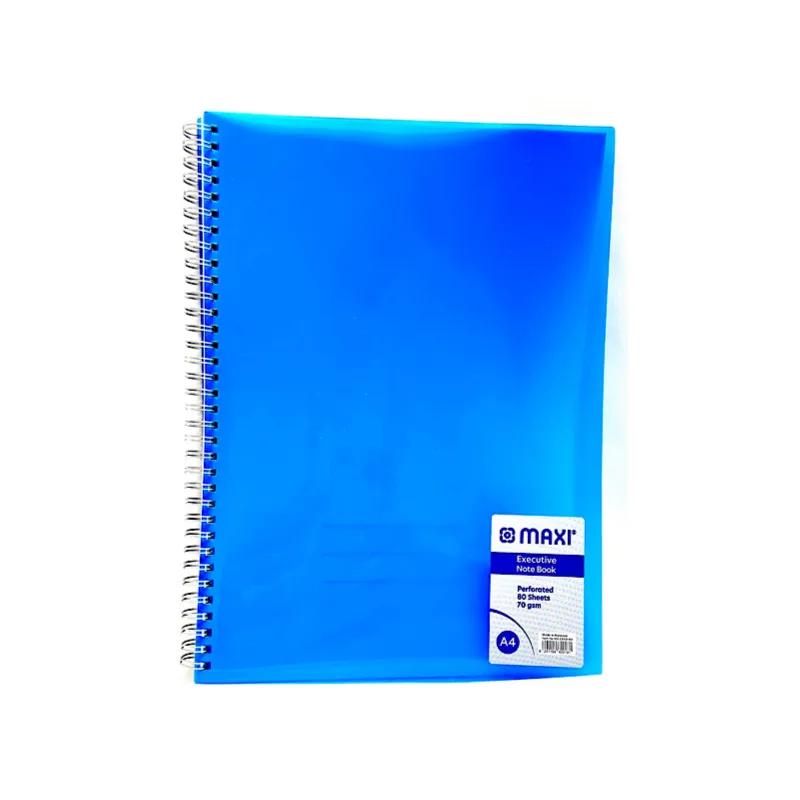 Maxi University Notebook Luxury Cover Durable Long-Life Nylon Cover, 80 Sheets Line , Size A4, Blue Colour - 8562