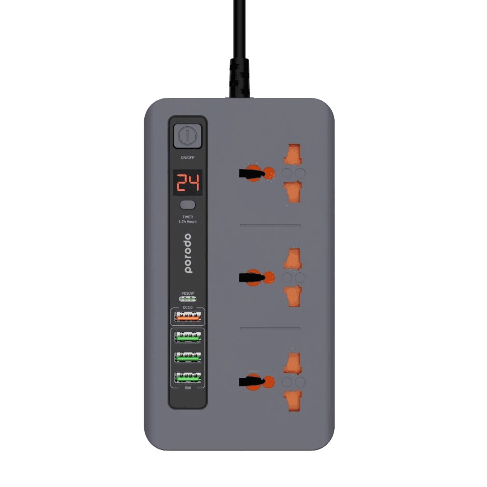 Porodo Multi-Port Power Hub - Grey