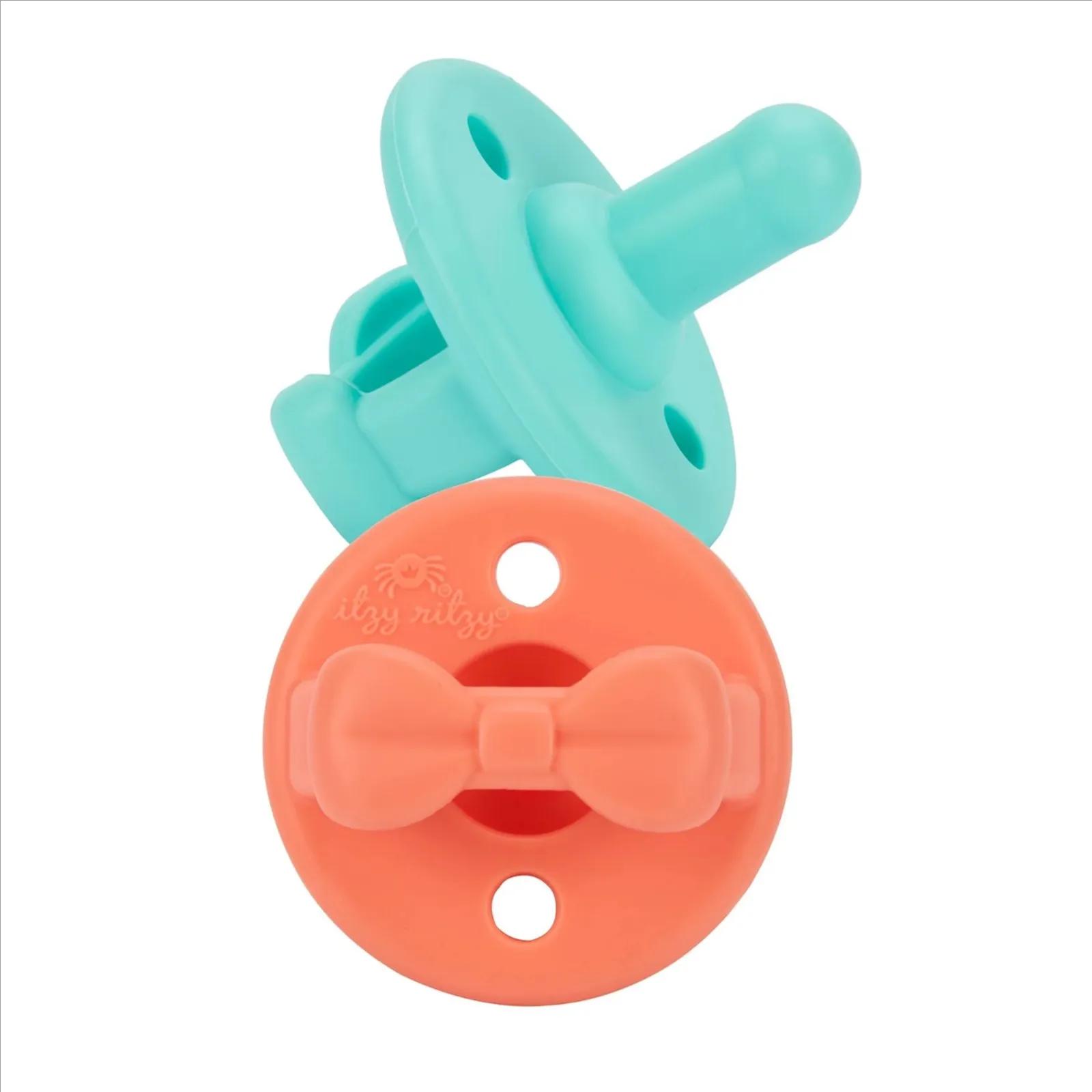 Itzy Ritzy Soother Pacifier 2 PK - Coral/Aqua