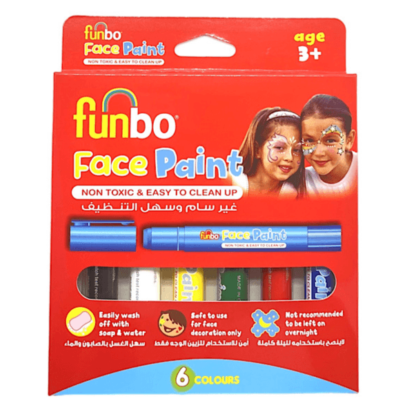 Funbo Face Paint 6 Colours, On Toxic And Easy To Clean Up - 484