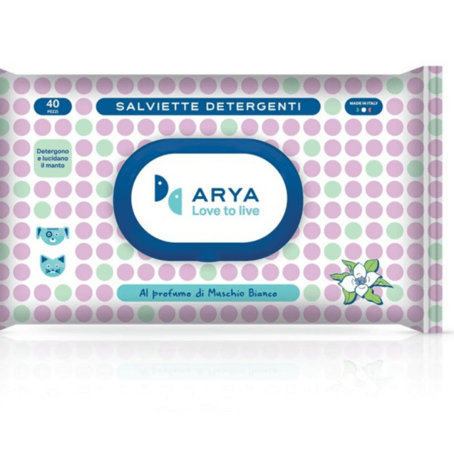 Arya Pet Wipes Cats And Dogs White Musk Scent 40 Pieces 30 x 20