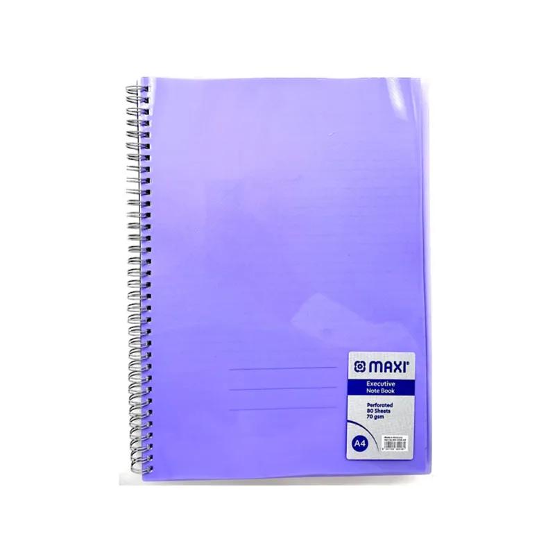 Maxi University Notebook Luxury Cover Durable Long-Life Nylon Cover, 80 Sheets Line , Size A4, Purple Colour - 8562