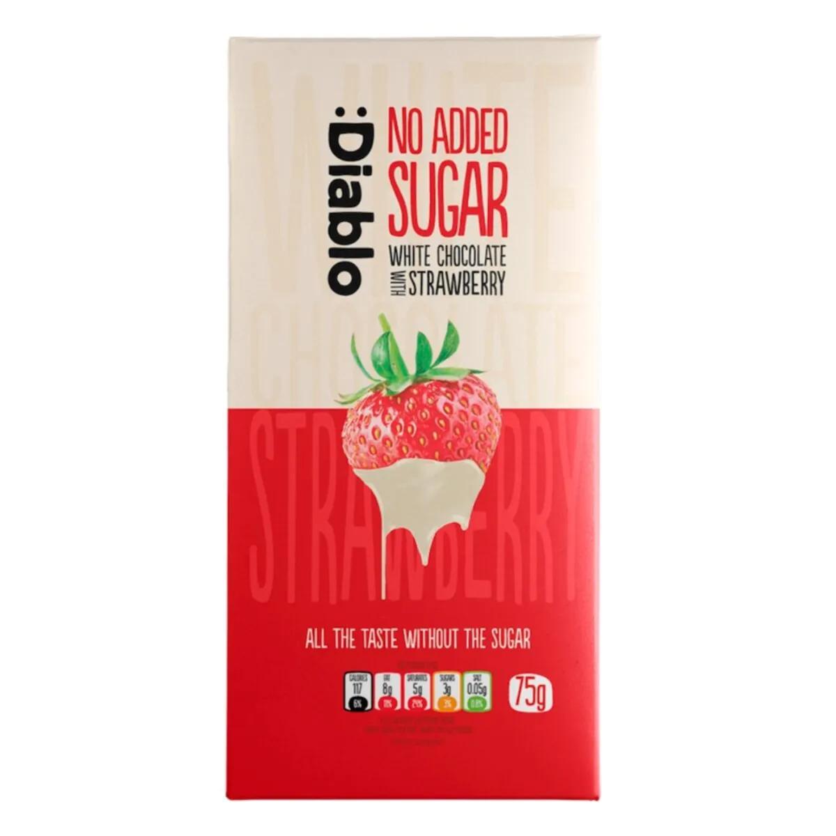 Diablo No Added Sugar White Chocolate with Strawberry Bar 75g