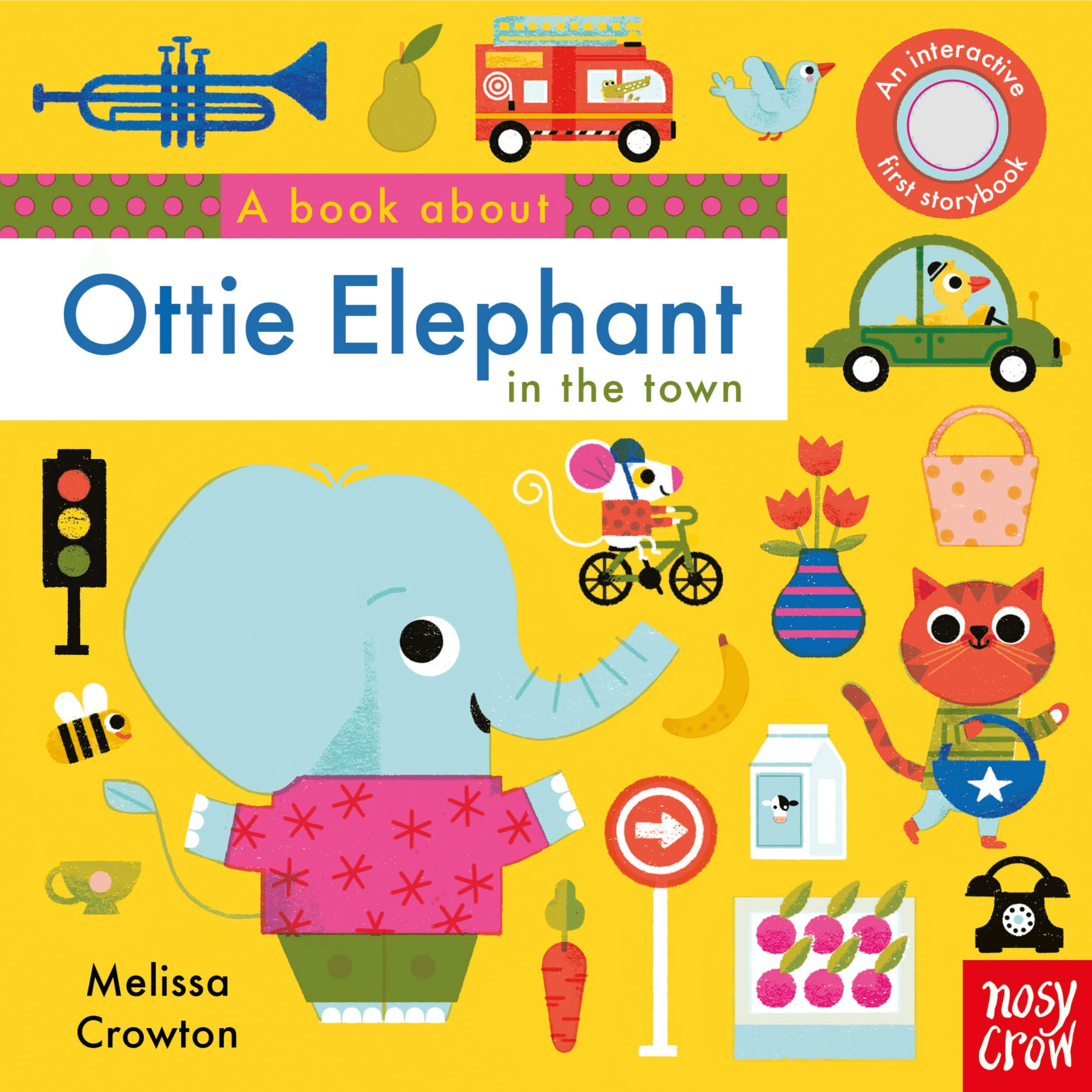 003582 A Book About Ottie Elephant in the Town (Board Book) Illustrated by Crowton, Melissa