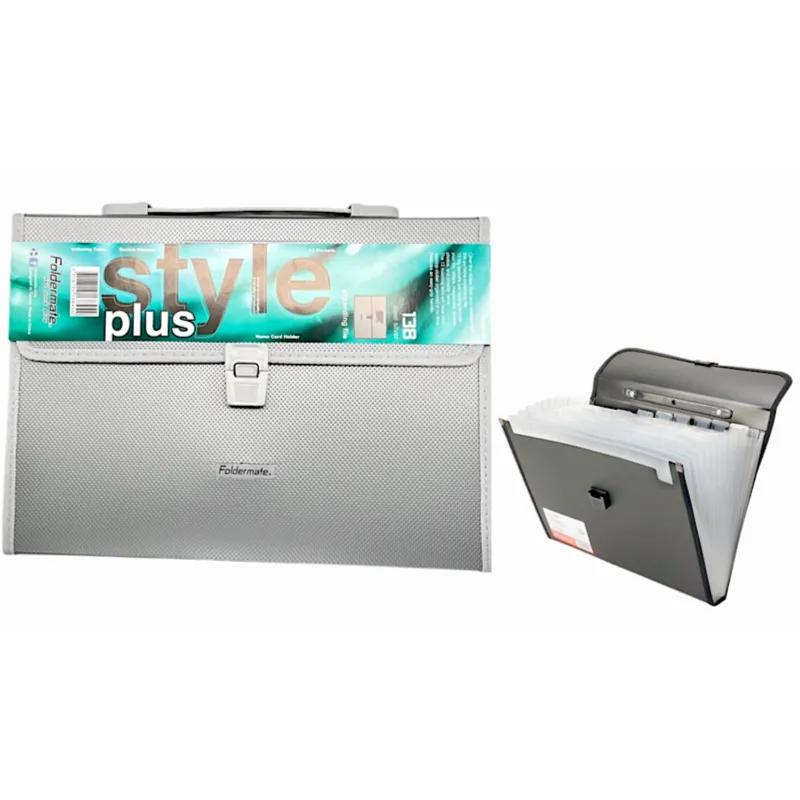 Foldermate Bag Plastic Expanding File Folder With 13 Section Pockets, A4 Size Color Gary - 343