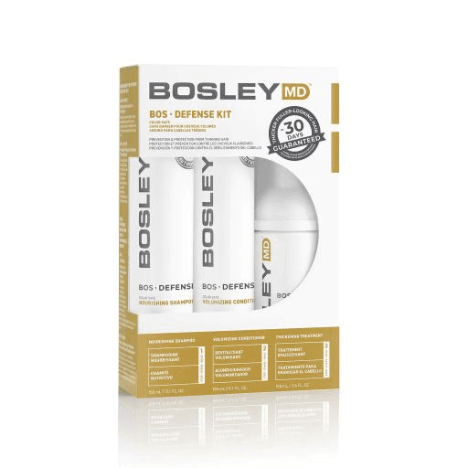 Bosley MD Bos Defense Kit For Color Hair To Prevent & Protect From Thinning Hair Include Nourishing Shampoo 150ml , Volumizing Conditioner 150ml & Thickening Treatment 100ml