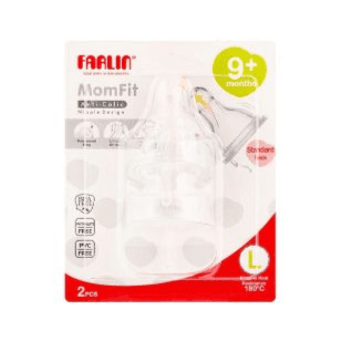 Farlin MomFit Anti-Colic Silicone Nipple Large 9+ Months 2 Pieces Standard Neck code: AC-21011(L)