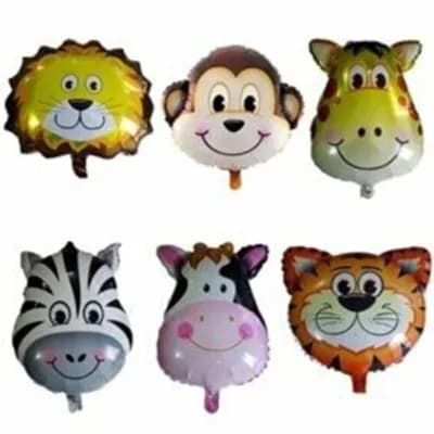 14" Safari Foil Balloon 6 Units Animal Head