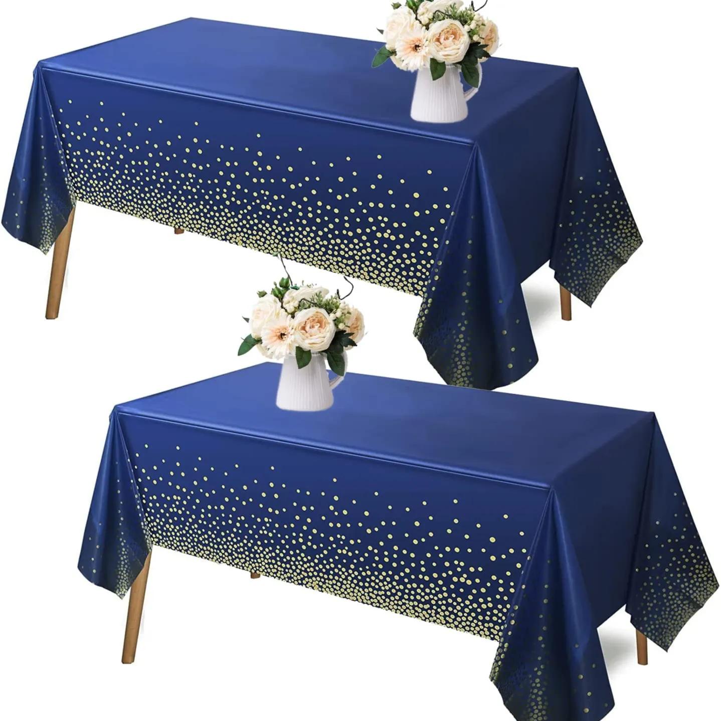 Navy Blue With Gold Confetti Tablecloth 1 Piece